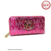 michael kors logo signature glad groot roze portefeuilles Tasjes Online fx27g904